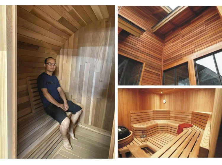 Traditional Wood Infrared Steam Sauna, Outdoor Barrel Sauna Room