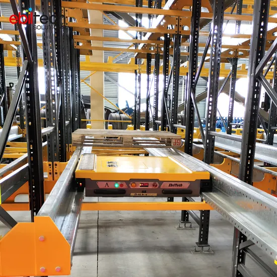 High Space Utilization Warehouse Storage Pallet Rack Radio Shuttle Cart Rack System Rgv Racking Cold Room Rack Smart Racking for Food Warehouse 